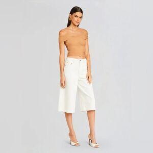 NWT SER.O.YA Valli High Rise Bermuda Short White Denim Distressed Wide Leg Sz 25